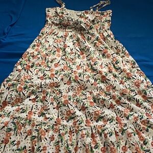 ARULA Floral Smocked Dress with Green and Brown Accents